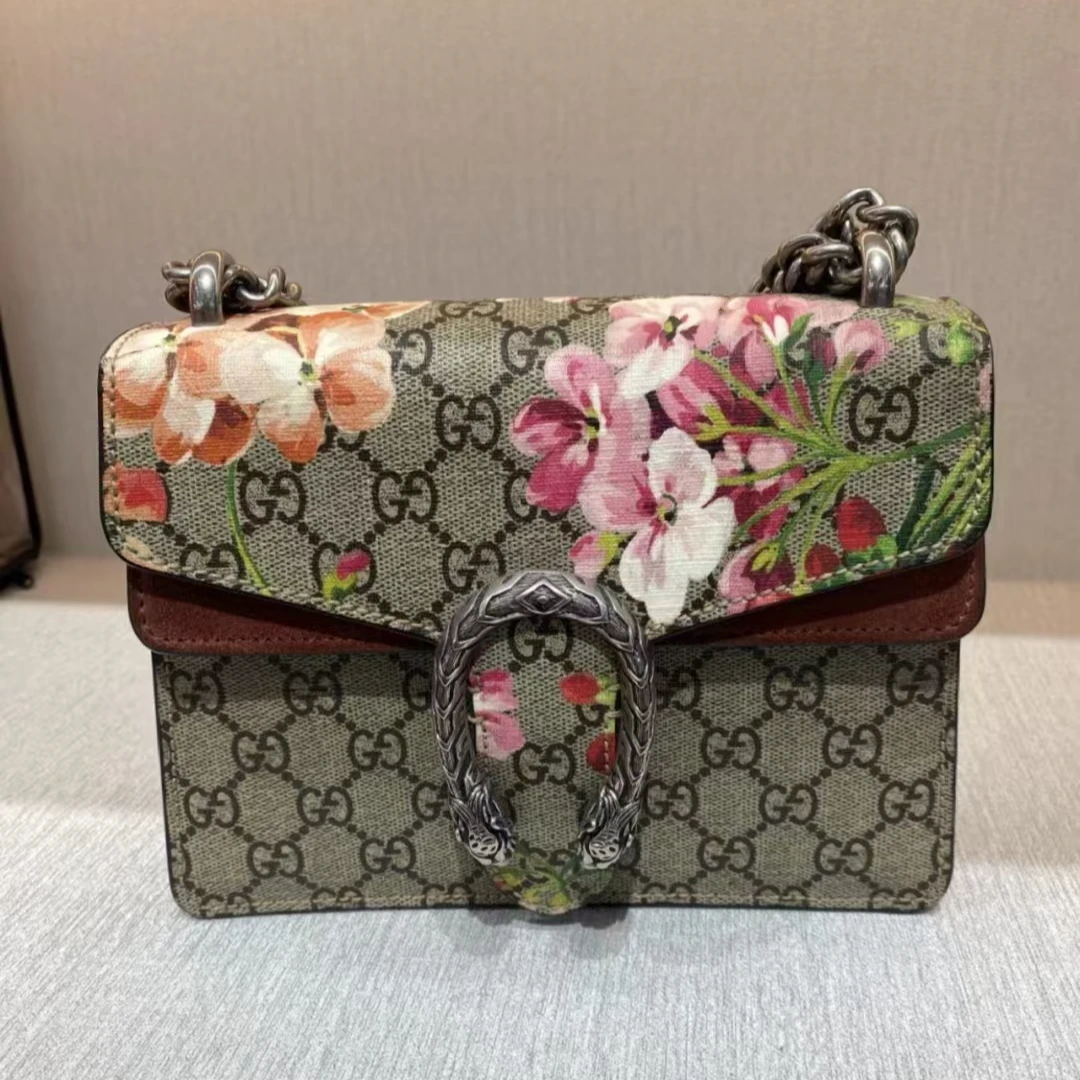 99新 GUCCI/古驰 花卉酒神小号/单肩斜跨包