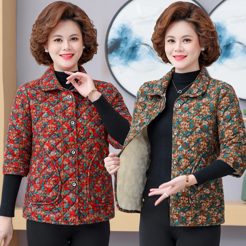 中年大码妈妈装加绒加厚棉马甲秋冬季背心坎肩中老年女装半袖棉衣