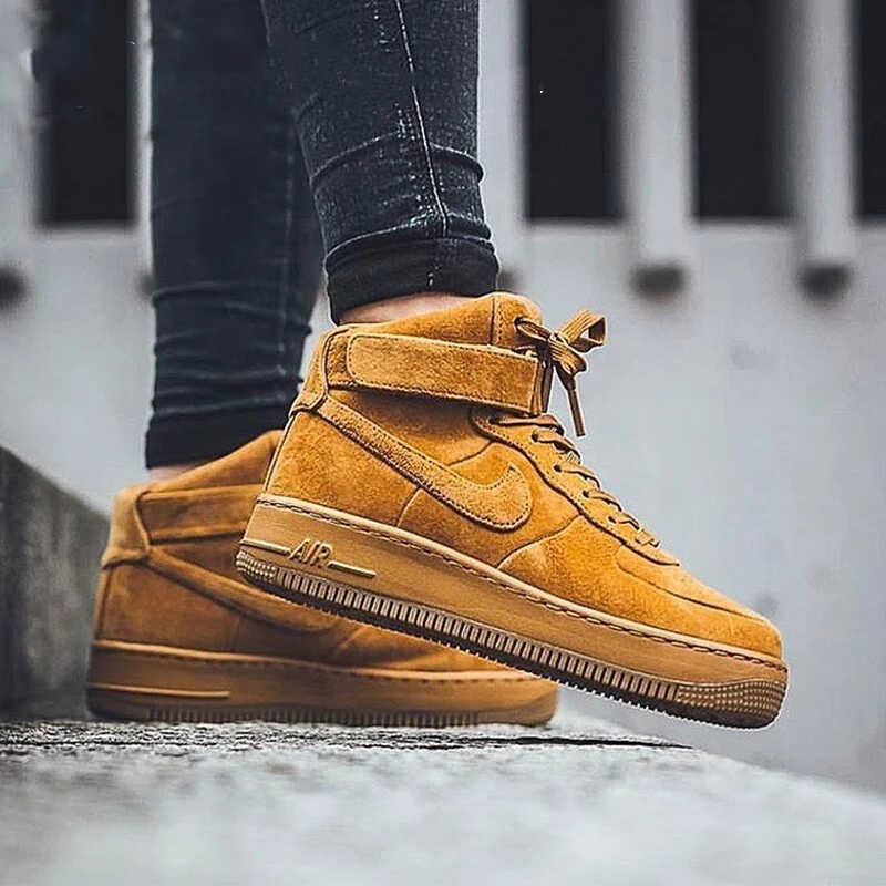 NIKE耐克AF1高帮小麦色运动板鞋女大童休闲鞋CK0262-700