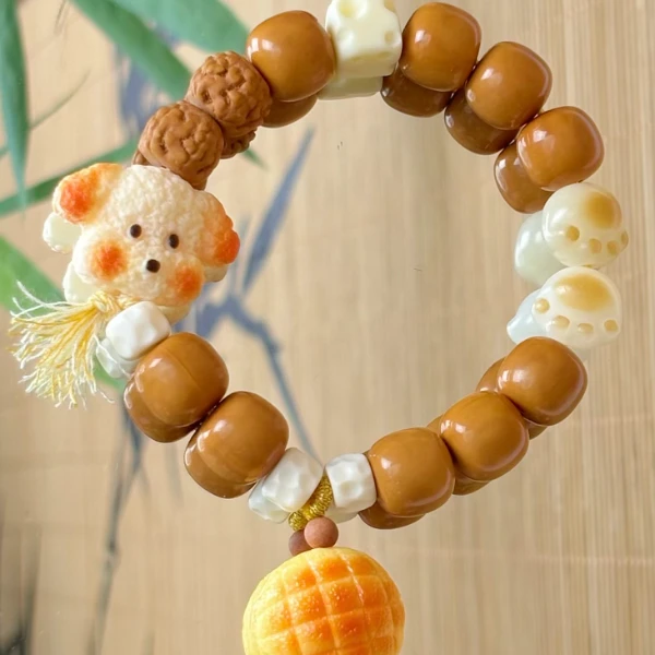 小狗菠萝包串珠轻奢时尚百搭编织春夏弹力编织手工国风手串饰品