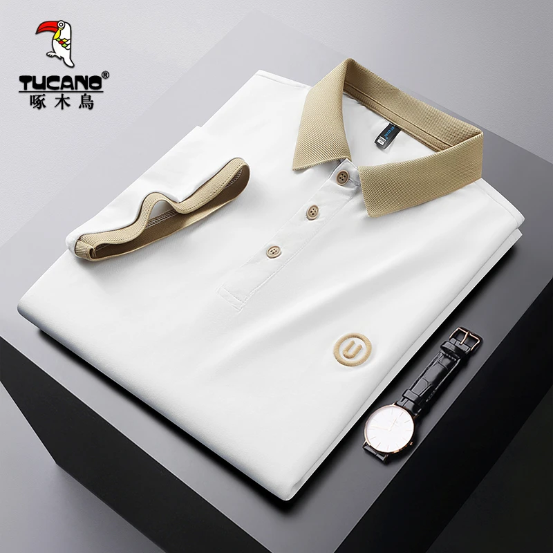 TUCANO/啄木鳥男士polo衫商务休闲翻领白色夏季半袖透气薄款短袖t