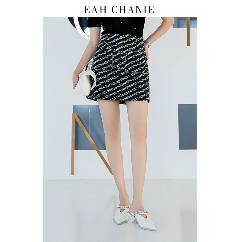 EAH CHANIE时尚高腰气质休闲显瘦印花短裙9639BJ205