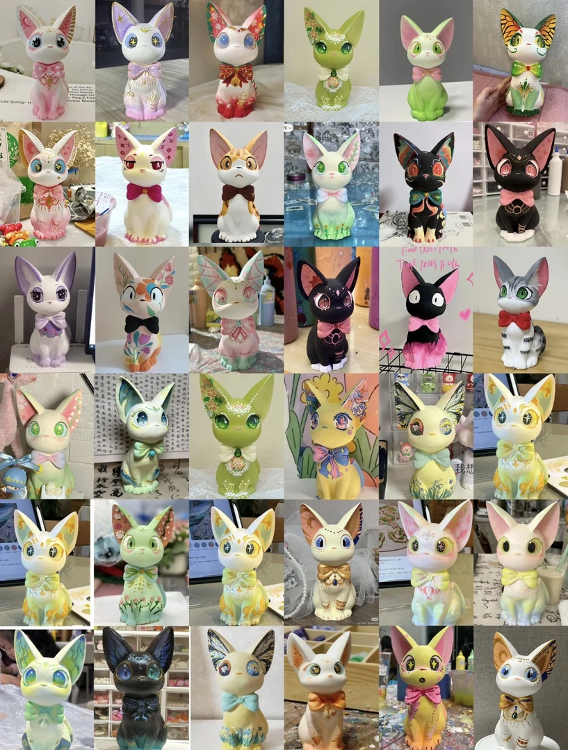 diy石膏填色娃娃手工存钱罐涂色吉吉猫石膏娃娃