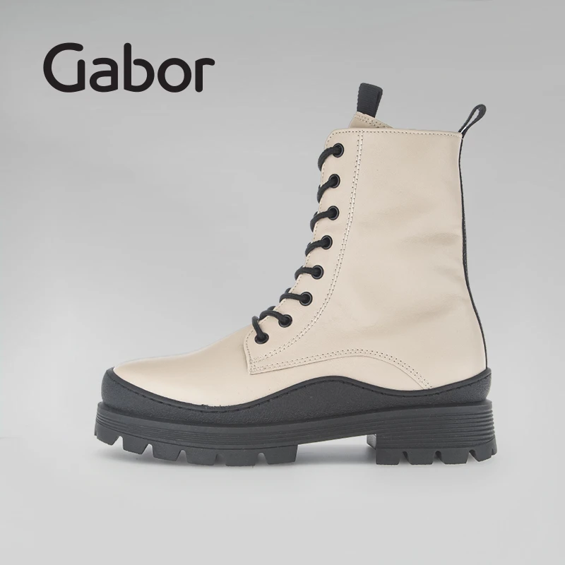 Gabor达人嘉步马丁靴冬季复古舒适系带短靴时尚厚底高帮休闲92855