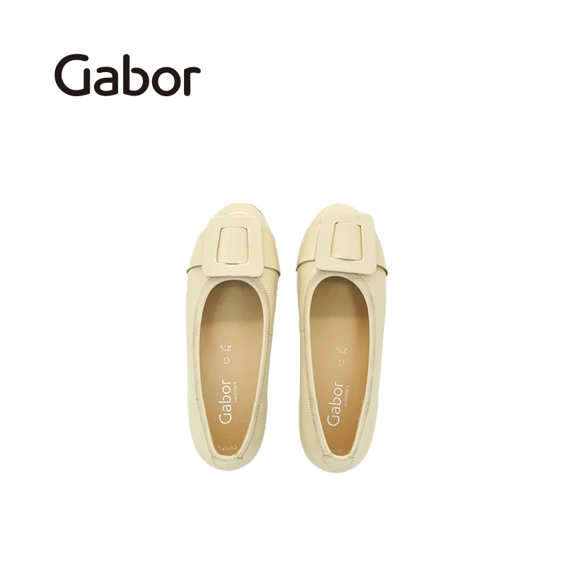 Gabor嘉步舒适休闲时尚简约平跟柔软鞋底圆头米白色芭蕾舞鞋42466