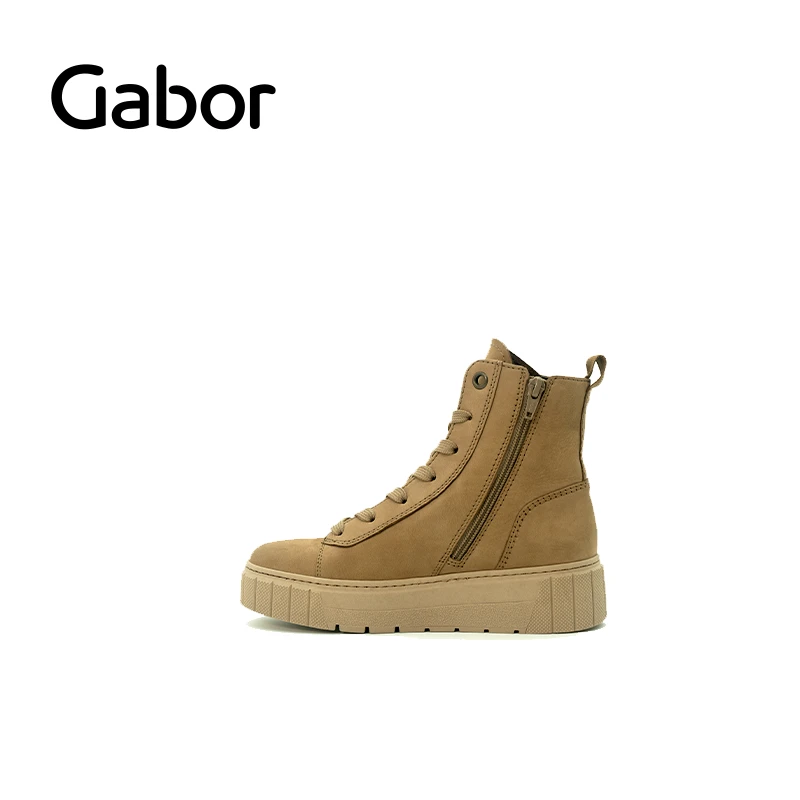 Gabor英伦风马丁靴冬季厚底棕色时尚百搭勃肯复古真皮马丁靴36615