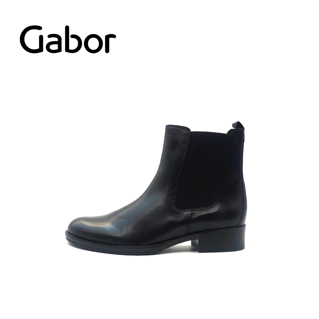 Gabor达人龙年穿搭光面牛皮中跟复古色系女鞋小说穿搭女靴31600