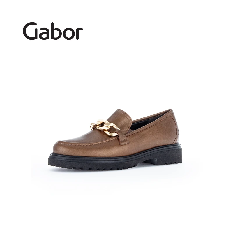 Gabor嘉步时尚百搭春秋厚底英伦风乐福鞋圆头真皮女士单鞋72554