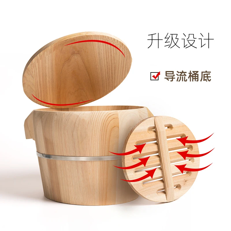 （竹艺万家）扁圈升级内切底木桶杉木商用蒸米木饭桶木甑子纯手工