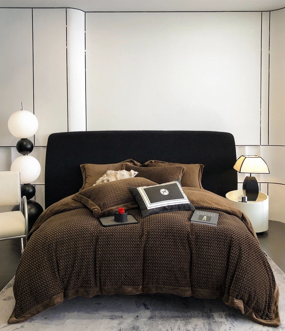 【贤公子】卡密尔-轻奢简约款牛奶绒提花四件套