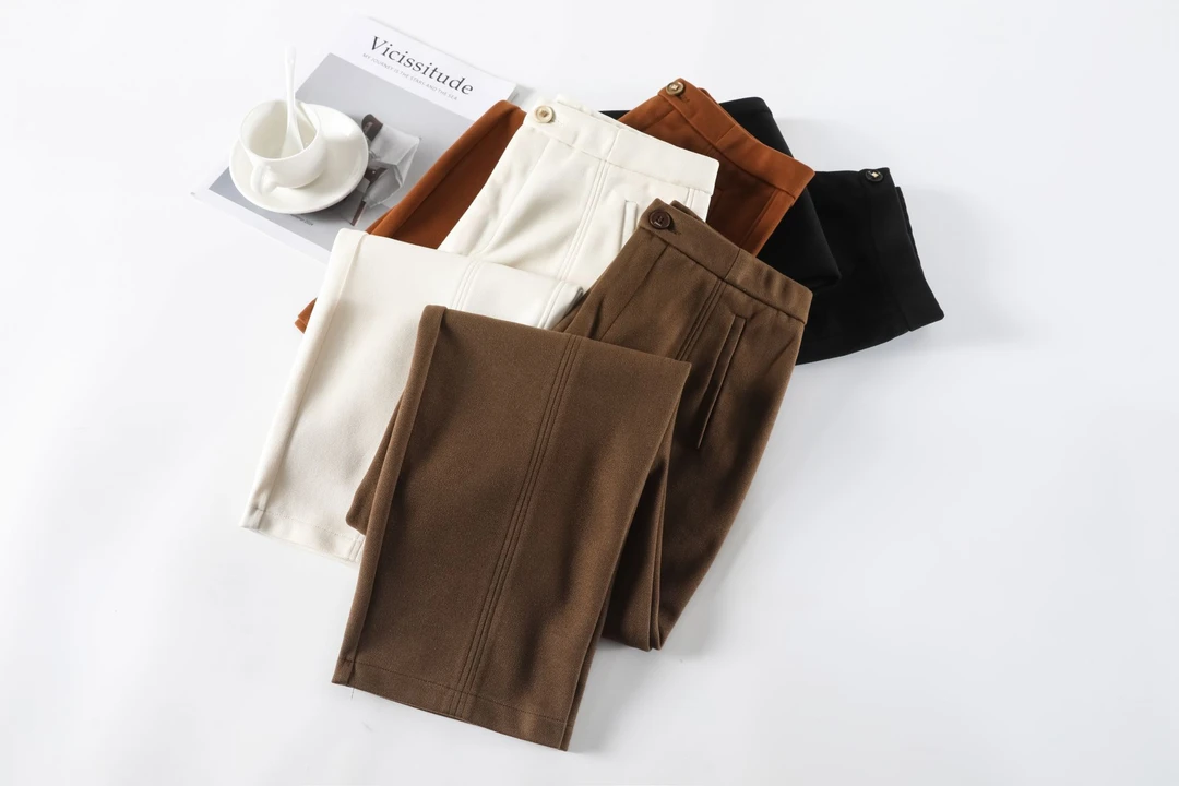 专柜新品 羊时尚毛舒适显瘦窄版百搭款秋冬梧桐裤