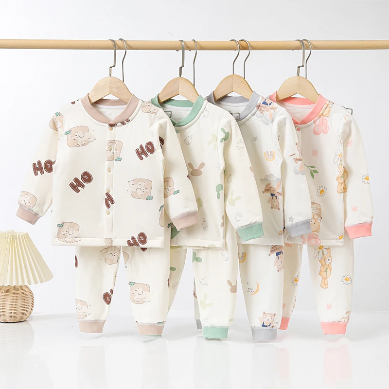 宝宝棉衣套装40克薄棉春秋季婴儿衣服儿童纯棉护肚保暖棉服秋冬款