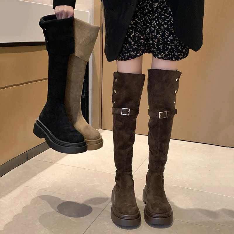 JBJ贾不假网红长靴女2024年秋新款ins超火洋气厚底炸街瘦瘦靴潮