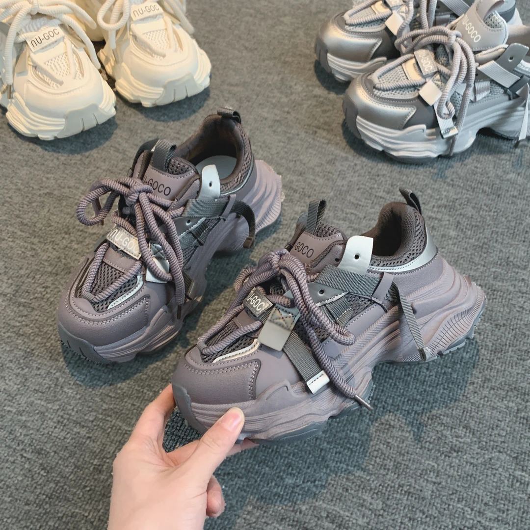 贾不假厚底老爹鞋女2025年新款白色休闲运动鞋