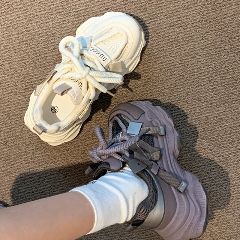 贾不假网红老爹鞋ins女鞋夏季显脚小炸街百搭厚底洋气白色休闲鞋