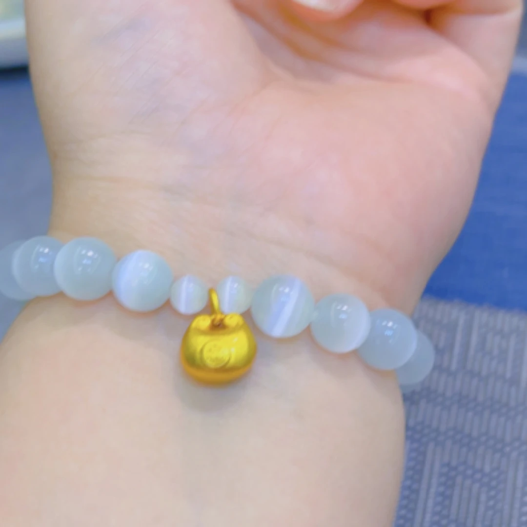 钛钢手链 S-2猫猫珠胖福弹力手链轻奢时尚ins精致手链