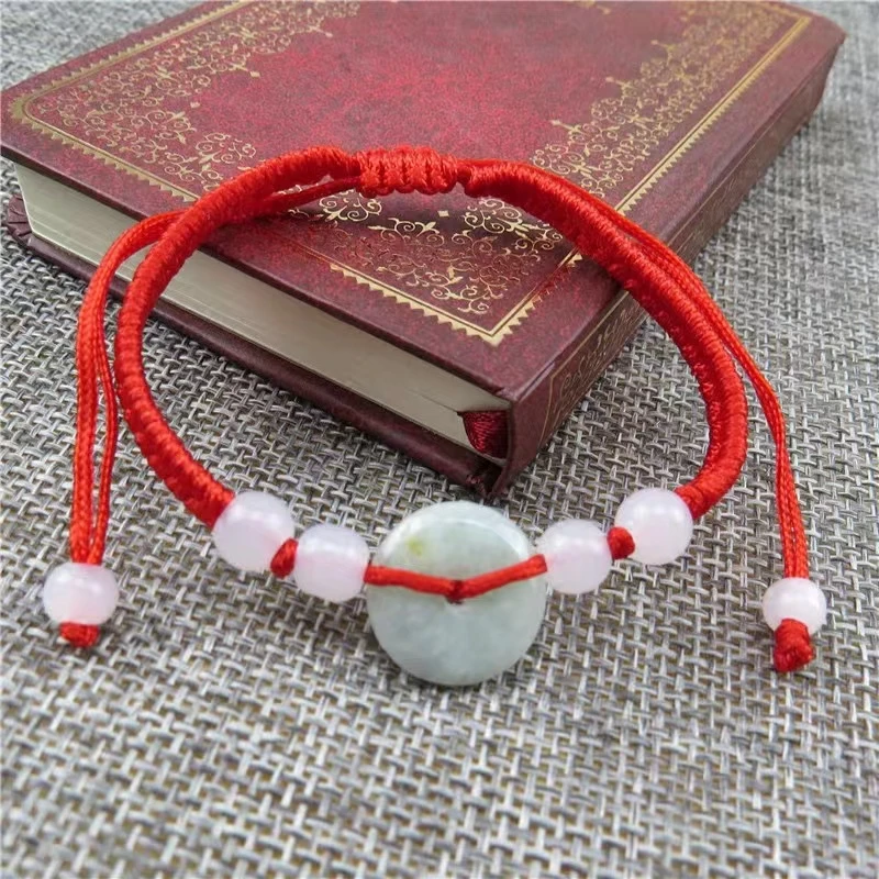 非金属布艺手链 饰品S13-编织红绳平安扣简约可调节手链手饰手串