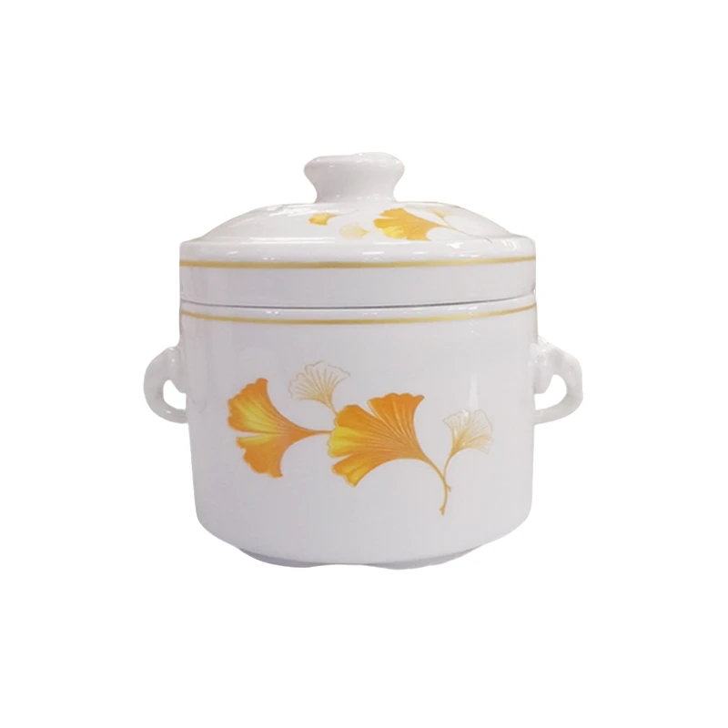 隔水炖盅白瓷酒店陶瓷带盖双耳燕窝炖盅大号家用大容量小汤瓦罐盅