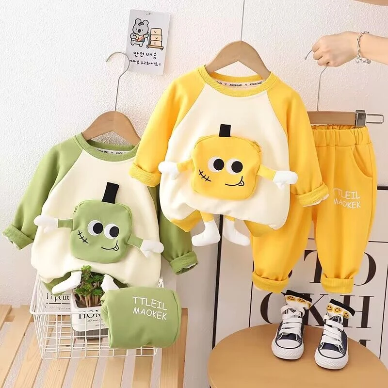 【沫沫家】儿童春秋套装女童男童洋气长袖卡通运动立体休闲两件套