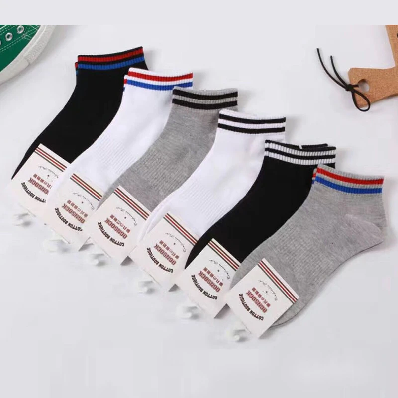 校园风情侣船袜 春夏潮流百搭眼睛男棉袜短筒袜 防臭透气吸汗黑白