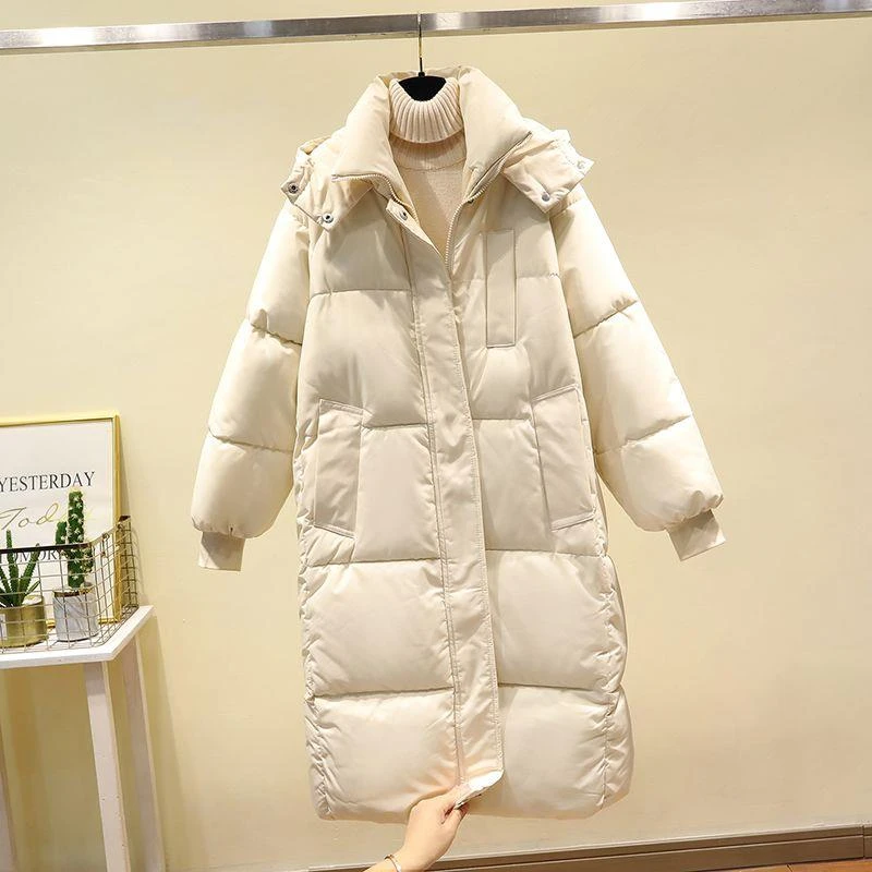 爆款羽绒羽绒服女中长款过膝2023冬季新款韩版棉袄宽松加厚