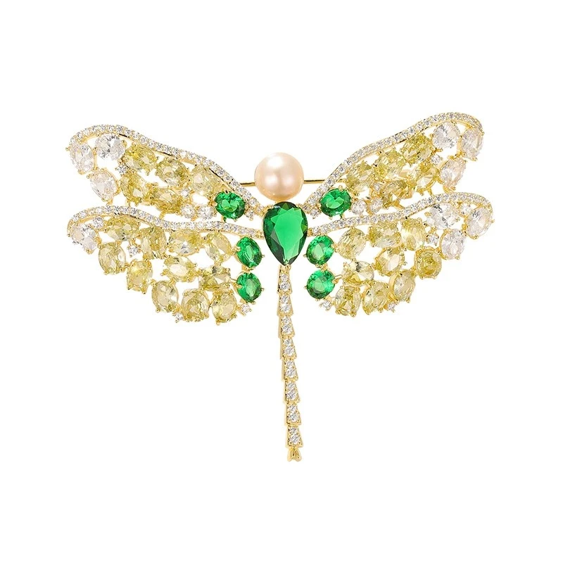 kasiya/卡思雅 铜合金仿水晶胸针 高档奢华蜻蜓手工胸针时尚重工