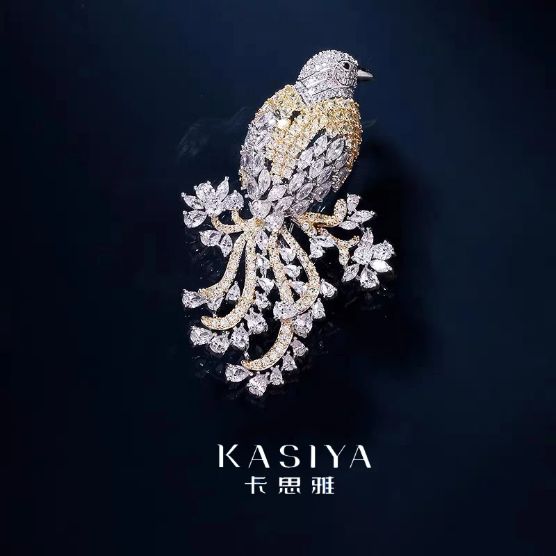 kasiya/卡思雅 铜合金胸针 高版精致喜鹊胸针布谷鸟搭外套大衣