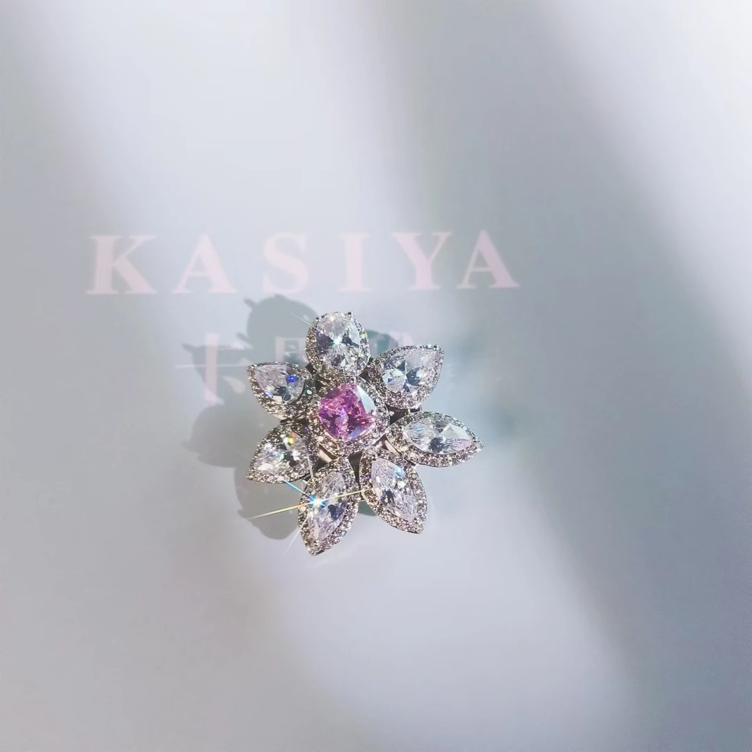 kasiya/卡思雅 铜合金胸针 【粉耀星辰】秋夏粉蕊六瓣花胸针磁吸扣