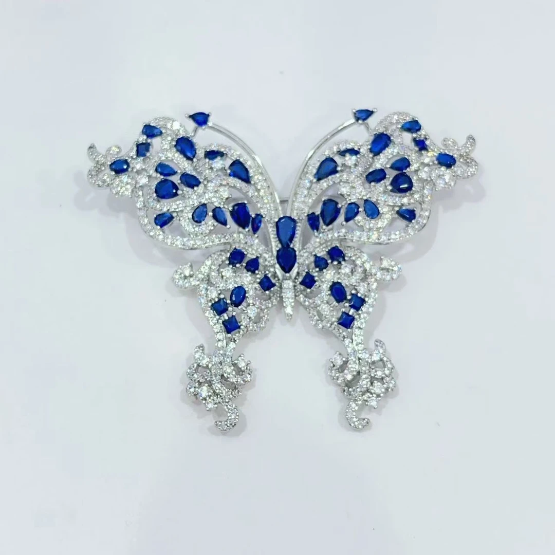 kasiya/卡思雅 铜合金胸针 秋冬百搭时尚蓝色蝴蝶胸针