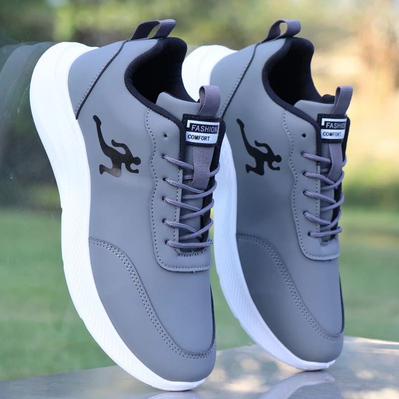 鞋子男秋冬新款皮面运动鞋防水防滑百搭休闲鞋软底轻便旅游跑步鞋