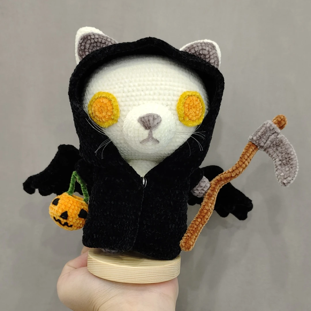 放漏特价 非遗手工钩织文化手工钩织摆件重工死神猫咪