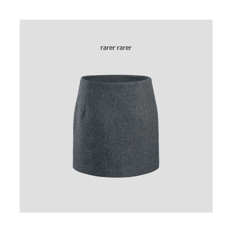 【rarer rarer】2402001灰色毛呢短款半身裙时尚百搭女装半身裙