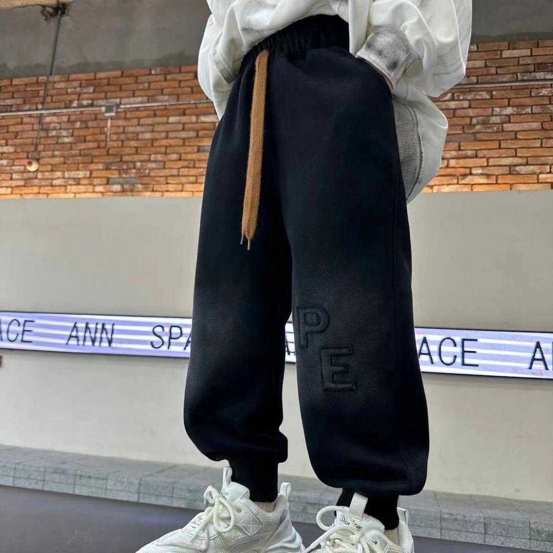 SY男童女童运动裤子2024新款网红卫裤炸街男孩卫裤保暖加厚3689