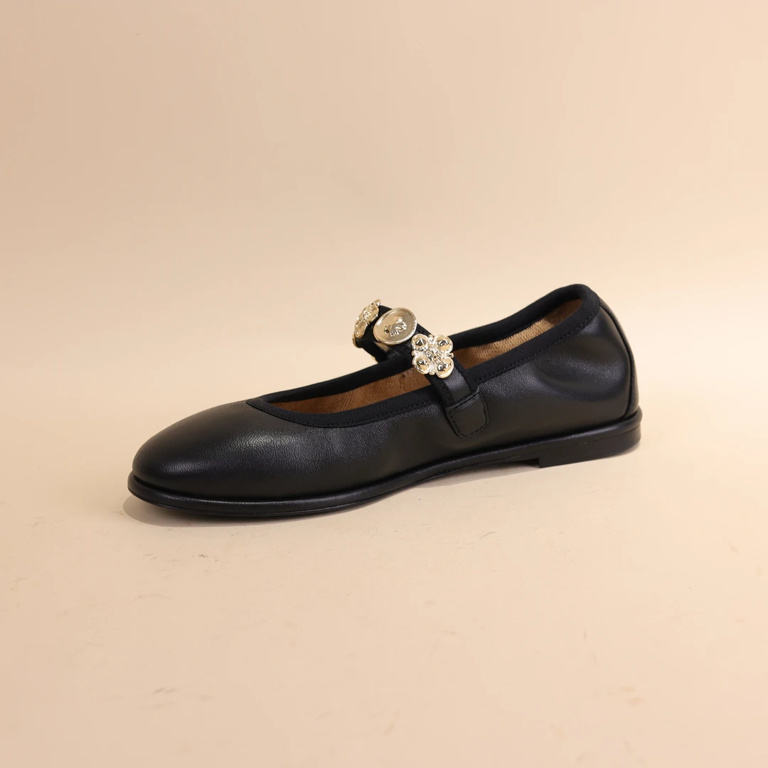 真皮小香奶奶鞋软面超舒服平底时尚百搭舒适女士黑色软底四季216