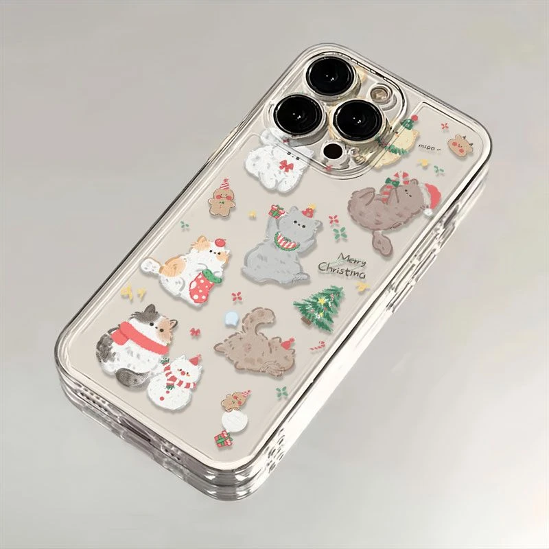 圣诞小猫苹果15手机壳iPhone14promax12软壳13XR11女Xs男8Plus7