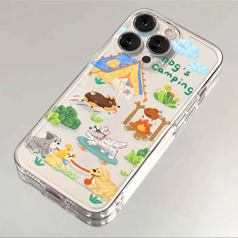 露营狗苹果15手机壳iPhone14promax12软壳13XR11女Xs男8Plus7