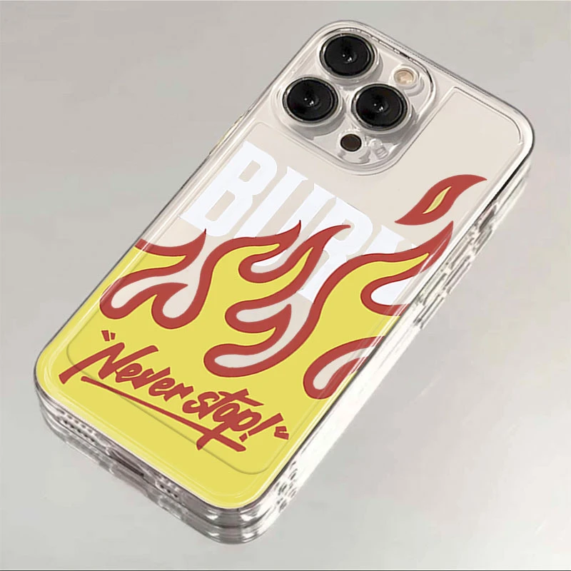 英文火焰苹果15手机壳iPhone14promax12软壳13XR11女Xs男8Plus7