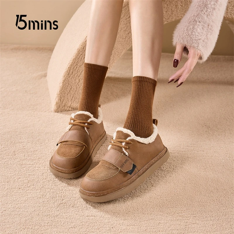 15mins加绒勃肯鞋棉鞋女2023新款冬季复古平底毛毛鞋休闲雪地靴