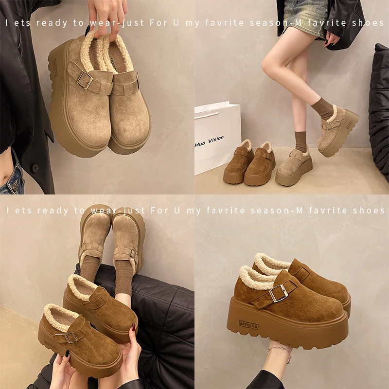 加绒保暖厚底勃肯鞋女鞋