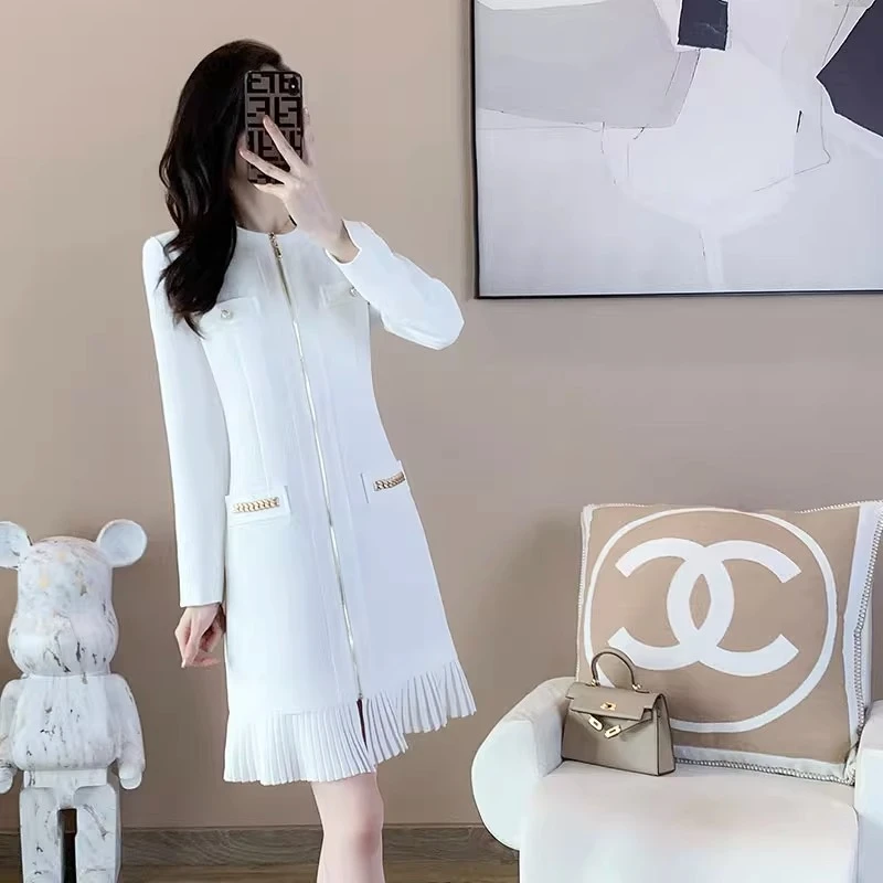 精致小香风白色连衣裙女早春2024新款高端礼服气质名媛中长款裙子