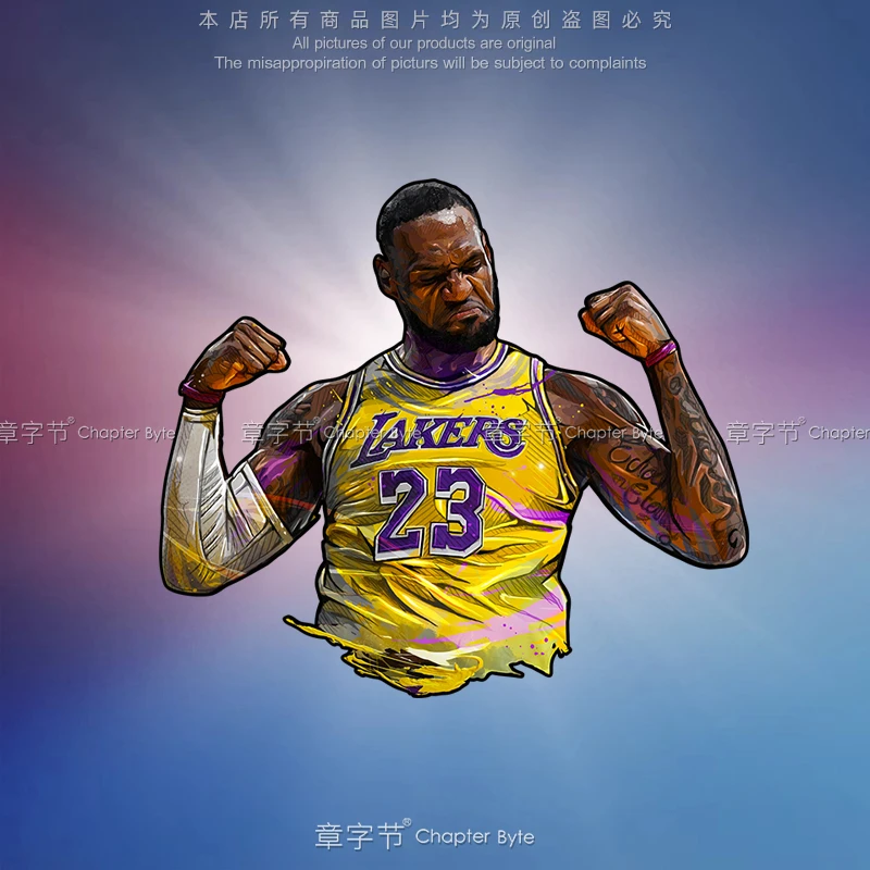 反光车贴NBA詹姆斯詹皇车身玻璃电脑行李箱机箱电动车尾装饰贴纸