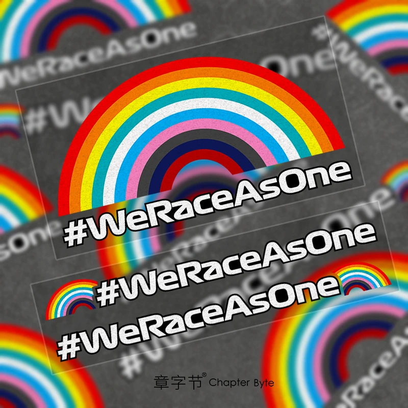 彩虹F1车内饰贴纸网红车身个性车窗玻璃装饰贴头盔防水反光贴