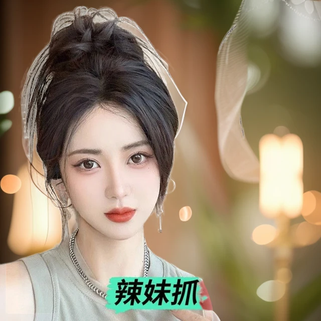 辣妹鸡窝气质假发圈仿真发丝慵懒风假马尾发蓬松凌乱毽子头鲨鱼夹