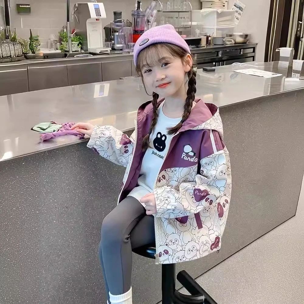 女童外套春秋款2024新款洋气儿童秋装冲锋衣中大童秋季连帽上衣潮