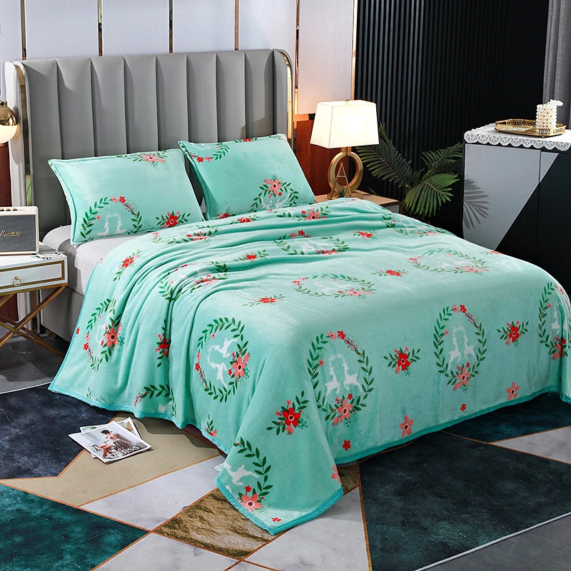 云貂绒毯子加厚单双人四季用盖毯午睡车用休息毯居家宿舍办公车用