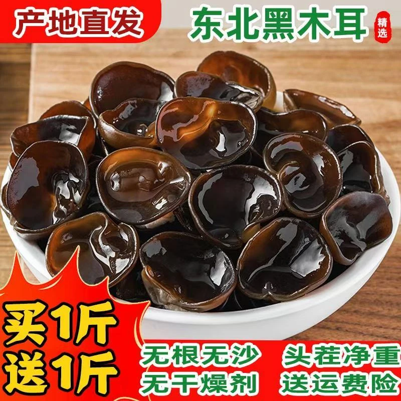 东北特产黑木耳吉林原产地发货无根肉厚无硫净重秋木耳头茬木耳1