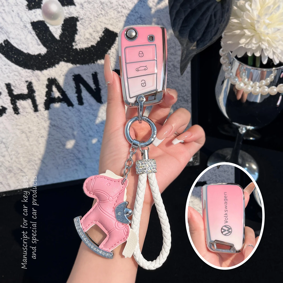 【大众】汽车钥匙套朗逸宝来凌渡途观迈腾速腾POLO帕萨特途昂壳扣