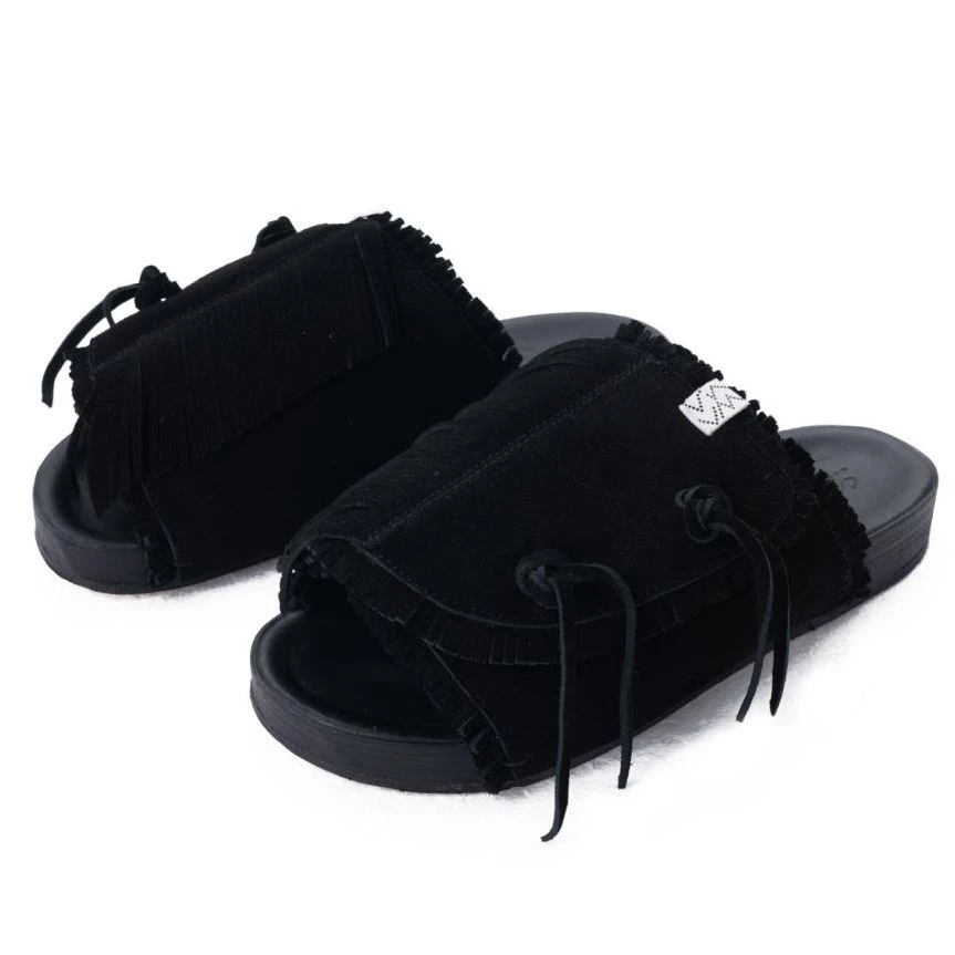 SEE ALSO 24ss厚底牛皮流苏拼接 增高百搭一脚登男女拖鞋LD4200