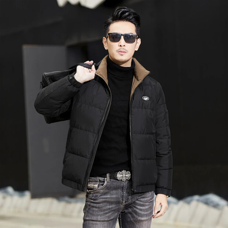 波司登羽绒服外套男士冬季无帽立领保暖白鸭绒轻薄款防寒上衣时尚