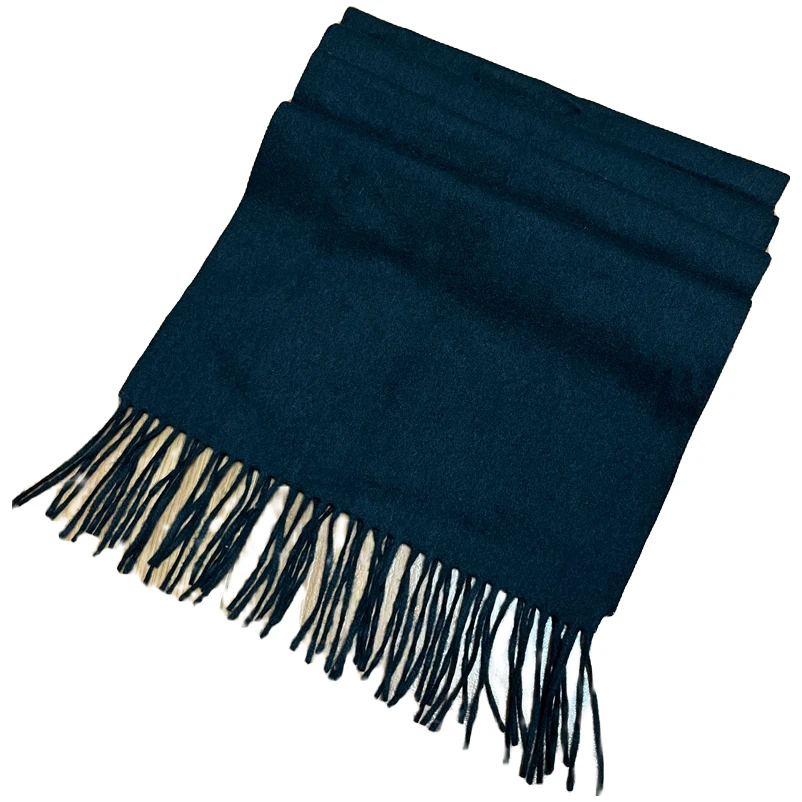 老单位质量感人火湖蓝双面纯色羊毛经典百搭男女通用秋冬保暖围巾